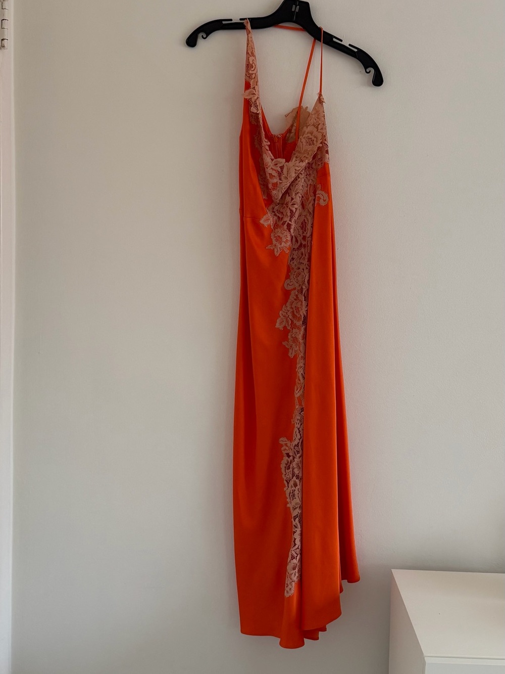 A.L.C. Orange Slip Maxi Dress with Cream Lace - Picture 3 of 10